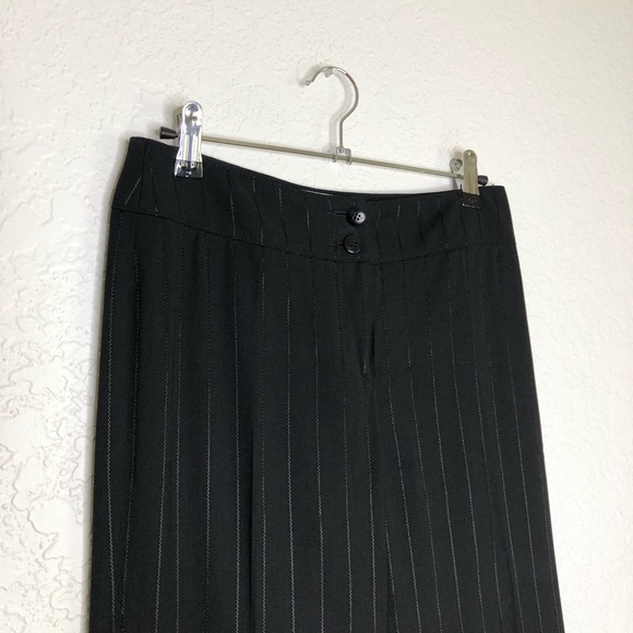 Amani Collezioni black striped wool blend trouser pants size 2 - Picture 2 of 15